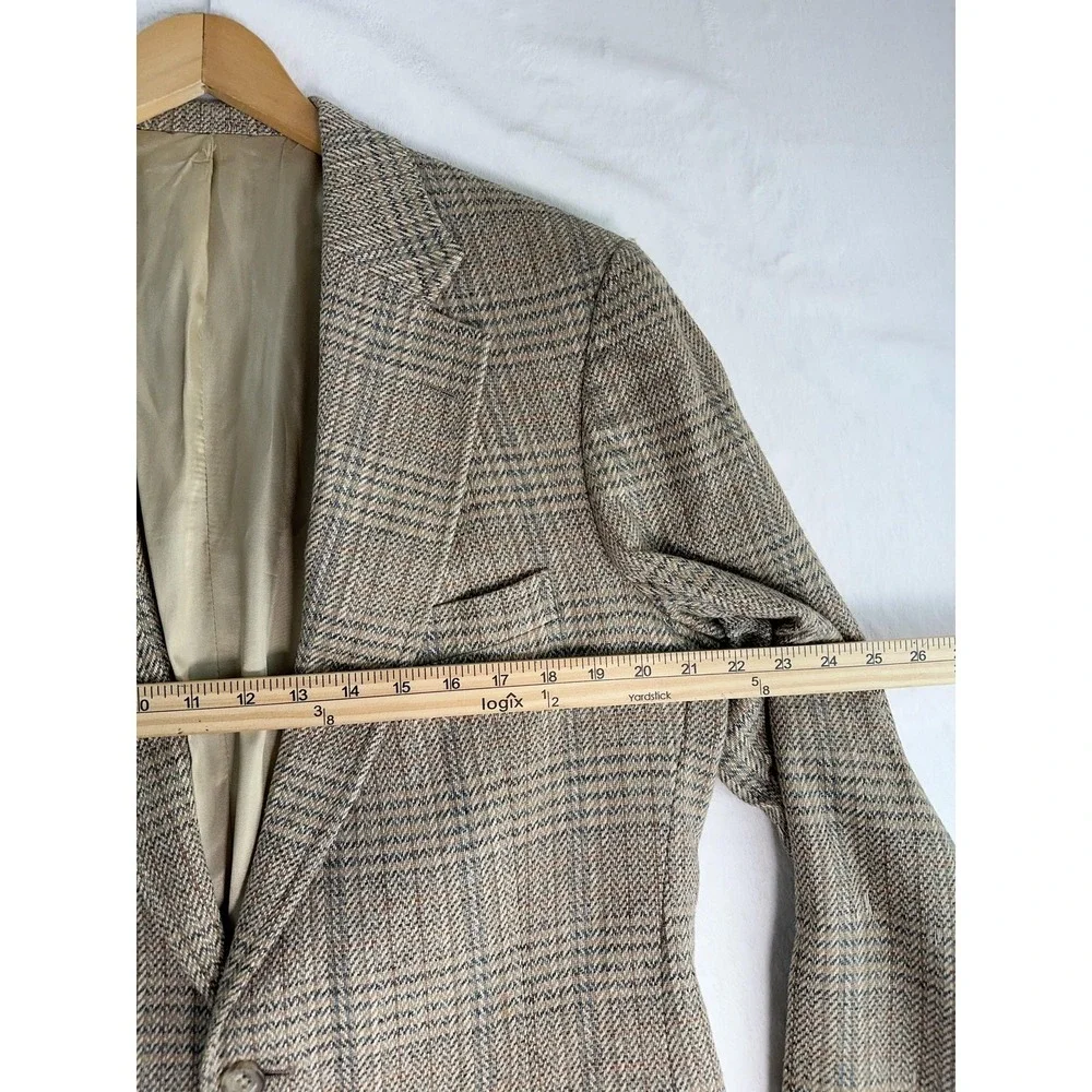 Vintage Chaps By Ralph Lauren Blazer Mens 40 Beige‎ Plaid Wool Tweed Sport Coat